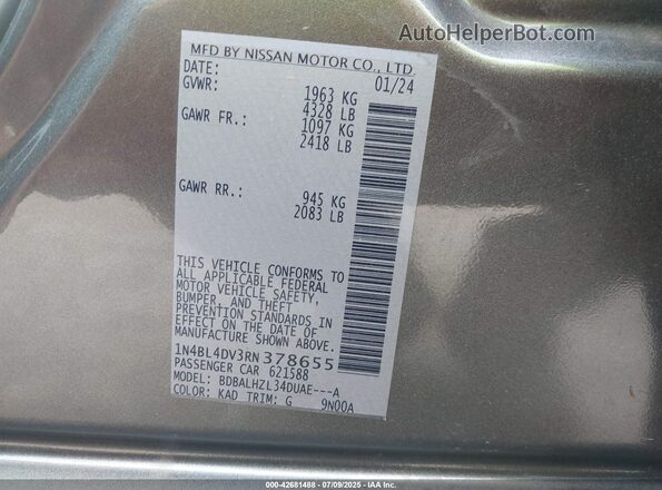 1N4BL4DV3RN378655 2024 NISSAN ALTIMA Gray 