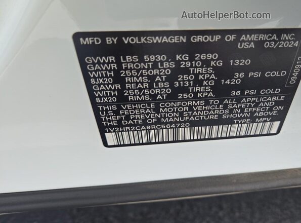 1V2HR2CA9RC564720 2024 VOLKSWAGEN ATLAS  