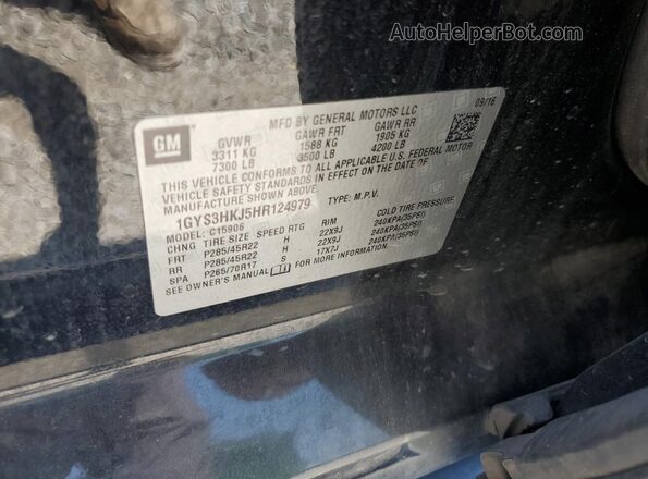 1GYS3HKJ5HR124979 2017 CADILLAC ESCALADE Черный 