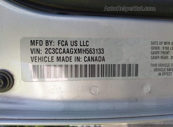2C3CCAAGXMH563133 2021 CHRYSLER 300 Серебряный Вид подкапотного пространства