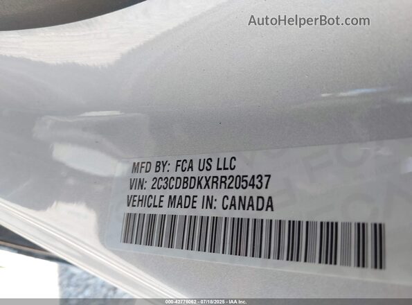 2C3CDBDKXRR205437 2024 DODGE CHARGER Silver Շարժիչի բաժամունքի տեսք