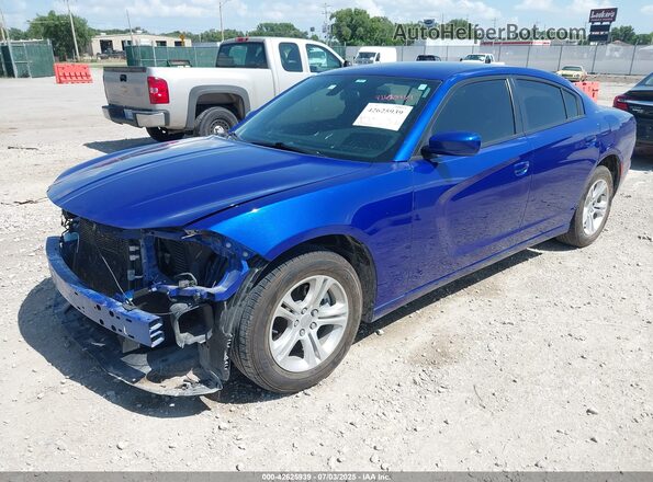 2C3CDXBG6MH656858 2021 DODGE CHARGER Blue Առջևի ձախ երեք քառորդ տեսարան