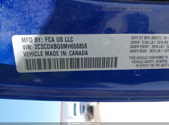 2C3CDXBG6MH656858 2021 DODGE CHARGER Blue Շարժիչի բաժամունքի տեսք