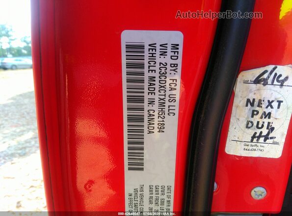 2C3CDXCTXMH521894 2021 DODGE CHARGER Red Вид підкапотного простору