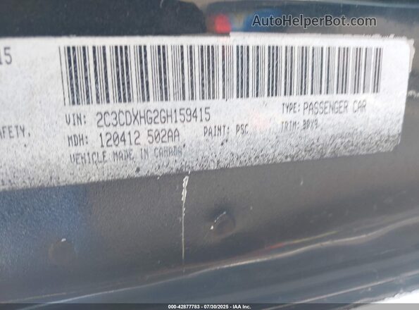 2C3CDXHG2GH159415 2016 DODGE CHARGER Black Շարժիչի բաժամունքի տեսք