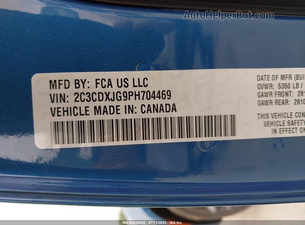 2C3CDXJG9PH704469 2023 DODGE CHARGER Синий Вид подкапотного пространства