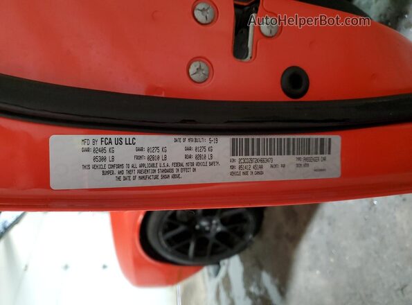 2C3CDZBT2KH663473 2019 DODGE CHALLENGER Orange 
