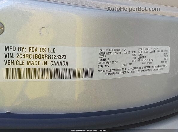 2C4RC1BGXRR123323 2024 CHRYSLER PACIFICA Silver Вид підкапотного простору