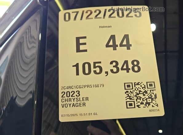 2C4RC1CG2PR516079 2023 CHRYSLER VOYAGER  Вид наклейки с VIN-кодом