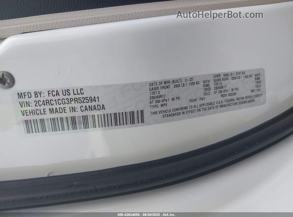 2C4RC1CG3PR525941 2023 CHRYSLER VOYAGER White 