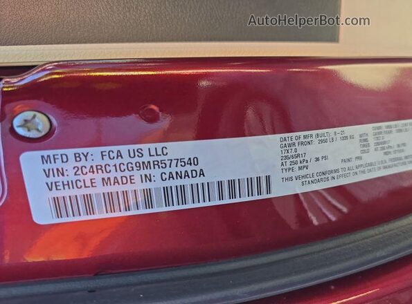 2C4RC1CG9MR577540 2021 CHRYSLER VOYAGER  