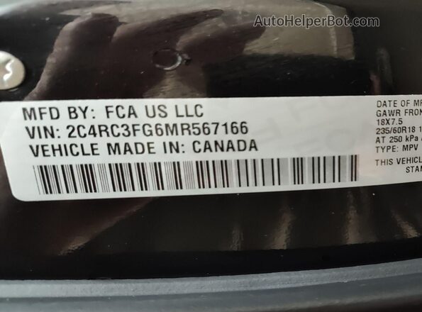 2C4RC3FG6MR567166 2021 CHRYSLER PACIFICA  Widok deski rozdzielczej