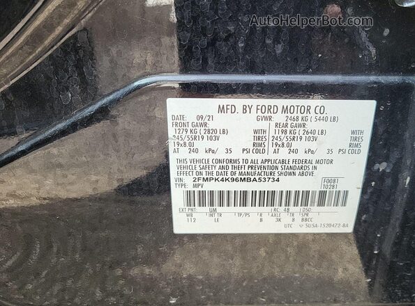 2FMPK4K96MBA53734 2021 FORD EDGE  უკანა სავარძლების ხედი