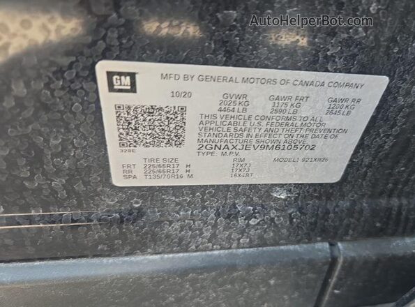 2GNAXJEV9M6105702 2021 CHEVROLET EQUINOX  