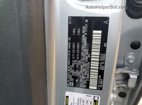 2T2BAMCA3PC009398 2023 LEXUS RX Silver Vista de la etiqueta del VIN