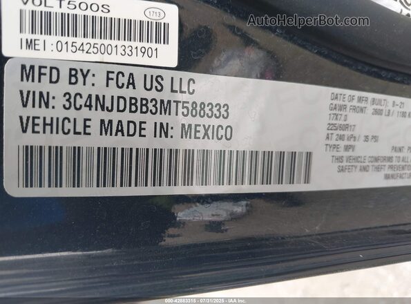 3C4NJDBB3MT588333 2021 JEEP COMPASS Black Widok komory silnika