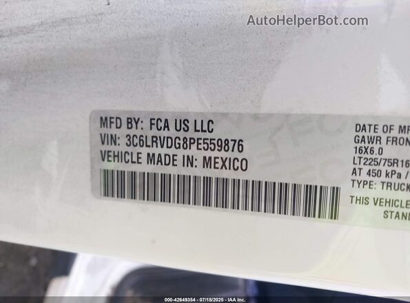 3C6LRVDG8PE559876 2023 RAM PROMASTER 2500 White Շարժիչի բաժամունքի տեսք