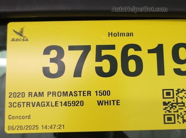 3C6TRVAGXLE145920 2020 RAM PROMASTER 1500  