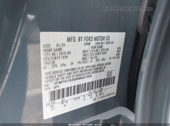 3FMTK1S58RMA01568 2024 FORD MUSTANG MACH-E Gray Շարժիչի բաժամունքի տեսք