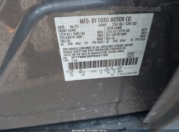3FTTW8F95PRA61189 2023 FORD MAVERICK Серый Вид подкапотного пространства