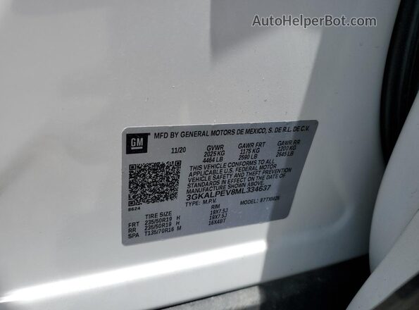 3GKALPEV8ML334637 2021 GMC TERRAIN White ძრავის განყოფილების ხედი