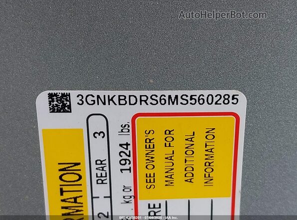 3GNKBDRS6MS560285 2021 CHEVROLET BLAZER Silver Widok komory silnika