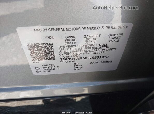 3GPKHWRM2RS501910 2024 HONDA PROLOGUE Gray ძრავის განყოფილების ხედი