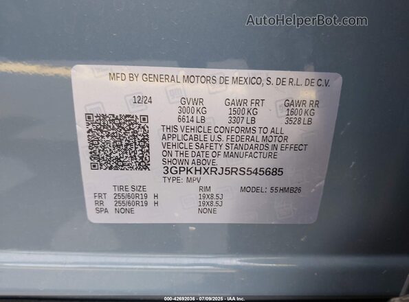 3GPKHXRJ5RS545685 2024 HONDA PROLOGUE Gray ძრავის განყოფილების ხედი