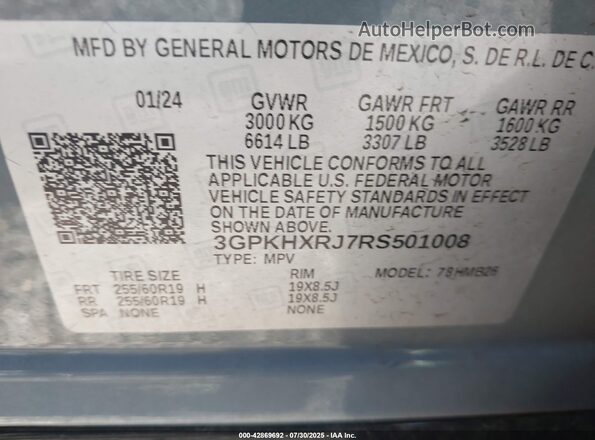 3GPKHXRJ7RS501008 2024 HONDA PROLOGUE Серый 