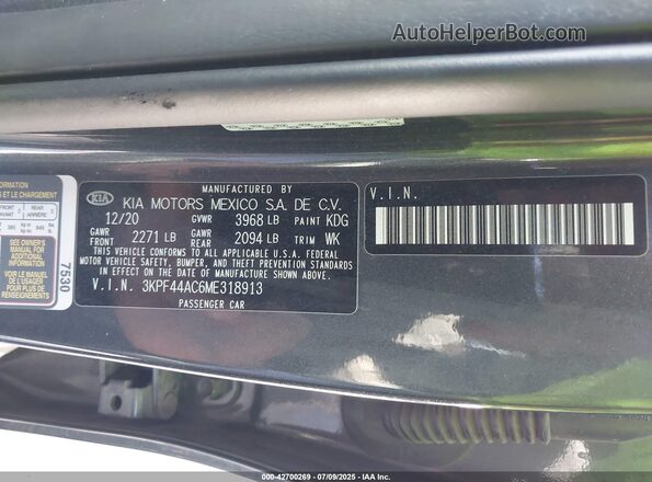 3KPF44AC6ME318913 2021 KIA FORTE Черный 