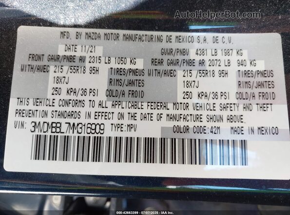 3MVDMBBL7MM316909 2021 MAZDA CX-30 Dark Blue Вид підкапотного простору