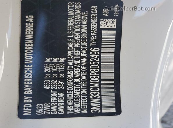 3MW33CM08P8D52496 2023 BMW 2 SERIES White Widok komory silnika