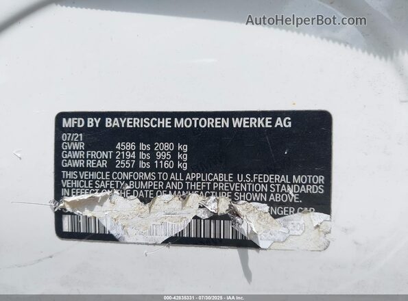 3MW5R1J0XM8C16964 2021 BMW 7 SERIES White ძრავის განყოფილების ხედი