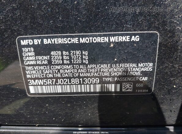 3MW5R7J02L8B13099 2020 BMW 3 SERIES Black Շարժիչի բաժամունքի տեսք
