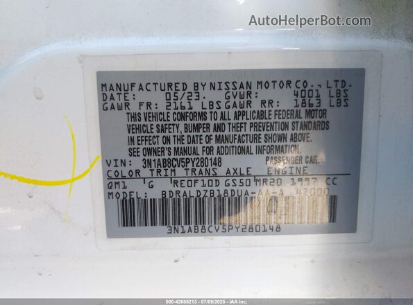 3N1AB8CV5PY280148 2023 NISSAN SENTRA Белый Вид подкапотного пространства