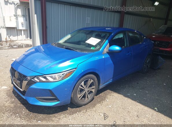 3N1AB8CV8MY318936 2021 NISSAN SENTRA Blue წინა მარცხენა ხედი სამი მეოთხედიდან