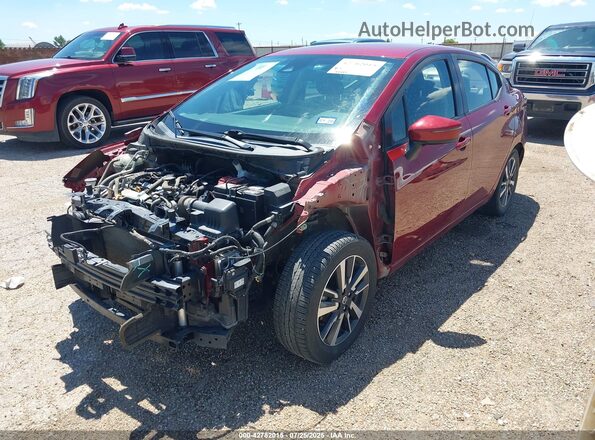3N1CN8EV6ML851541 2021 NISSAN VERSA Red Առջևի ձախ երեք քառորդ տեսարան