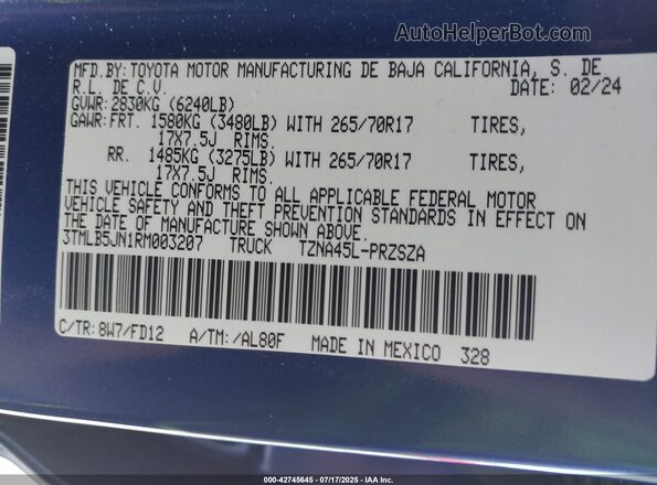 3TMLB5JN1RM003207 2024 TOYOTA TACOMA Blue 