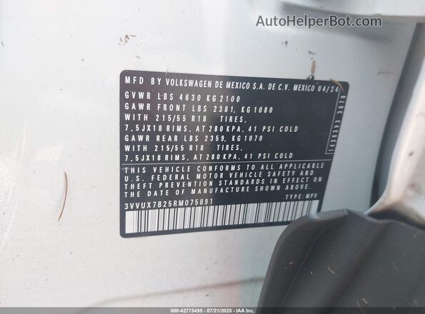 3VVUX7B25RM075891 2024 VOLKSWAGEN TAOS Белый Вид подкапотного пространства