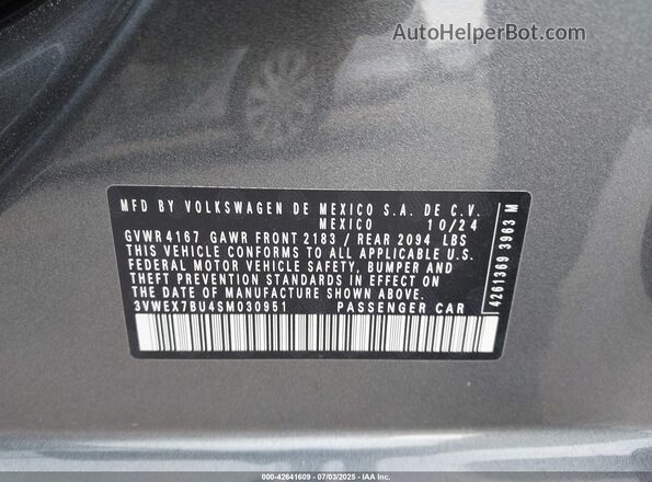 3VWEX7BU4SM030951 2025 VOLKSWAGEN JETTA Gray 