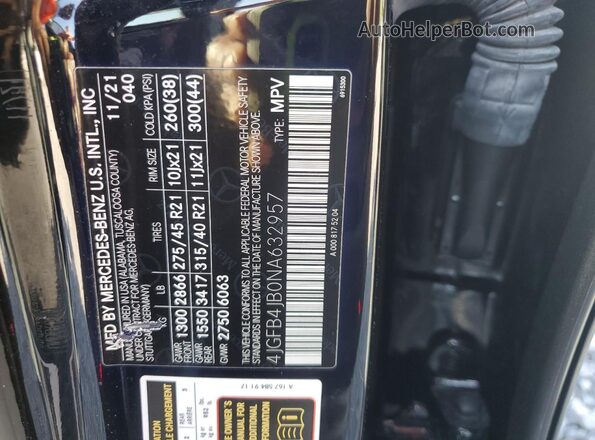4JGFB4JB0NA632957 2022 MERCEDES-BENZ GLE Black Vista del compartimento del motor
