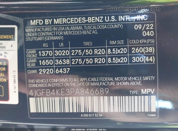 4JGFB4KE3PA846689 2023 MERCEDES-BENZ GLE 350 Черный Вид подкапотного пространства