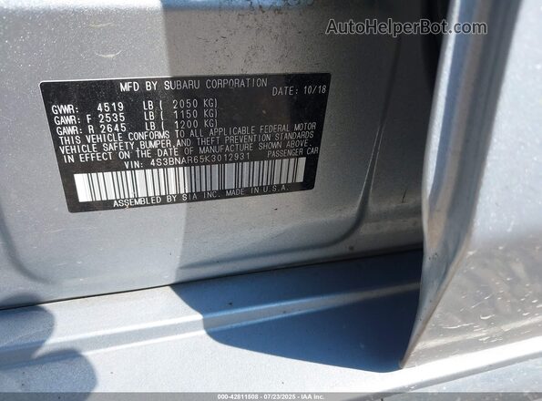 4S3BNAR65K3012931 2019 SUBARU LEGACY Light Blue 