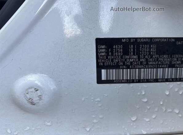 4S3BWAC69N3014482 2022 SUBARU LEGACY  