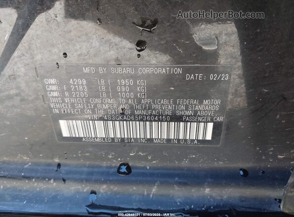 4S3GKAD65P3604150 2023 SUBARU IMPREZA Black ძრავის განყოფილების ხედი