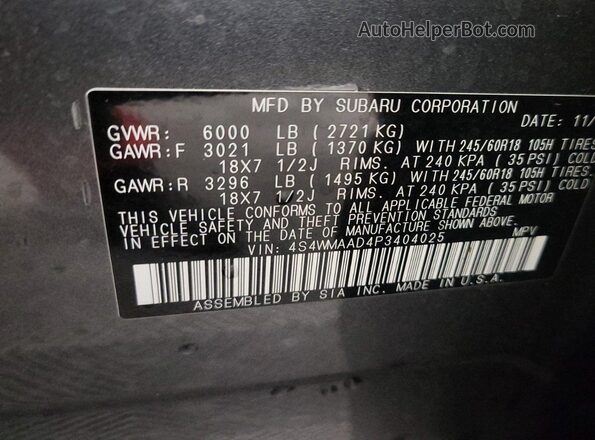 4S4WMAAD4P3404025 2023 SUBARU ASCENT  