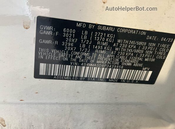 4S4WMASD8P3439956 2023 SUBARU ASCENT  