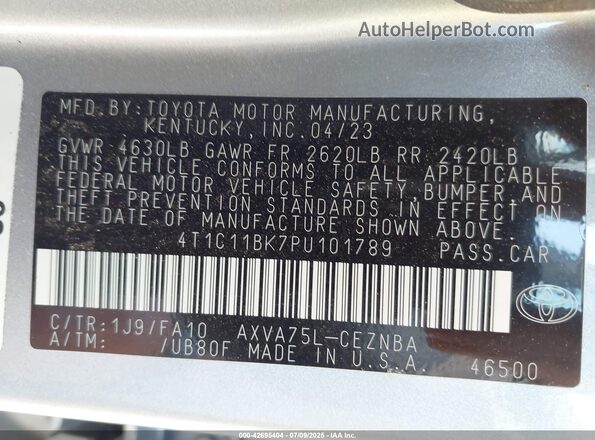 4T1C11BK7PU101789 2023 TOYOTA LE Light Blue Widok komory silnika