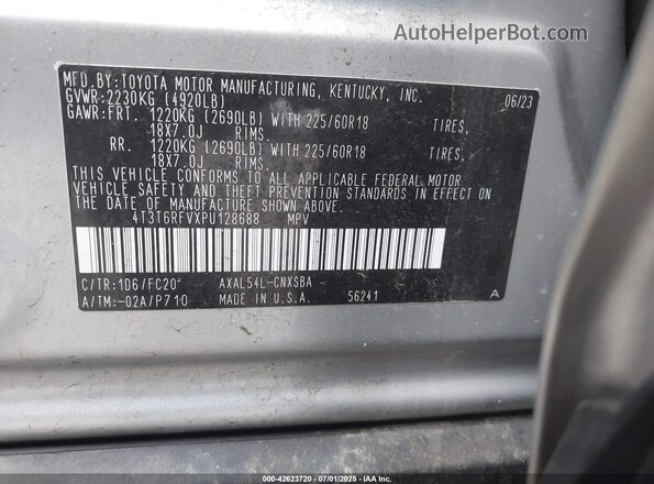 4T3T6RFVXPU128688 2023 TOYOTA RAV4 HYBRID Silver Engine compartment view