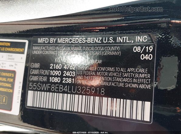 55SWF8EB4LU325918 2020 MERCEDES-BENZ C-CLASS Black Вид підкапотного простору
